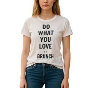 ABERCROMBIE & FITCH Graphic T-Shirt White Brunch Short Sleeve Crewneck Size S